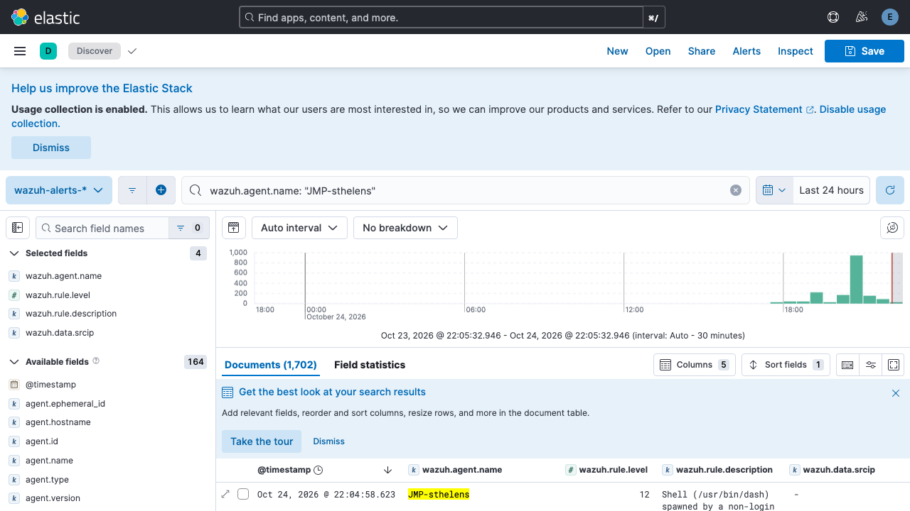 JMP-sthelens alert stream in Kibana
