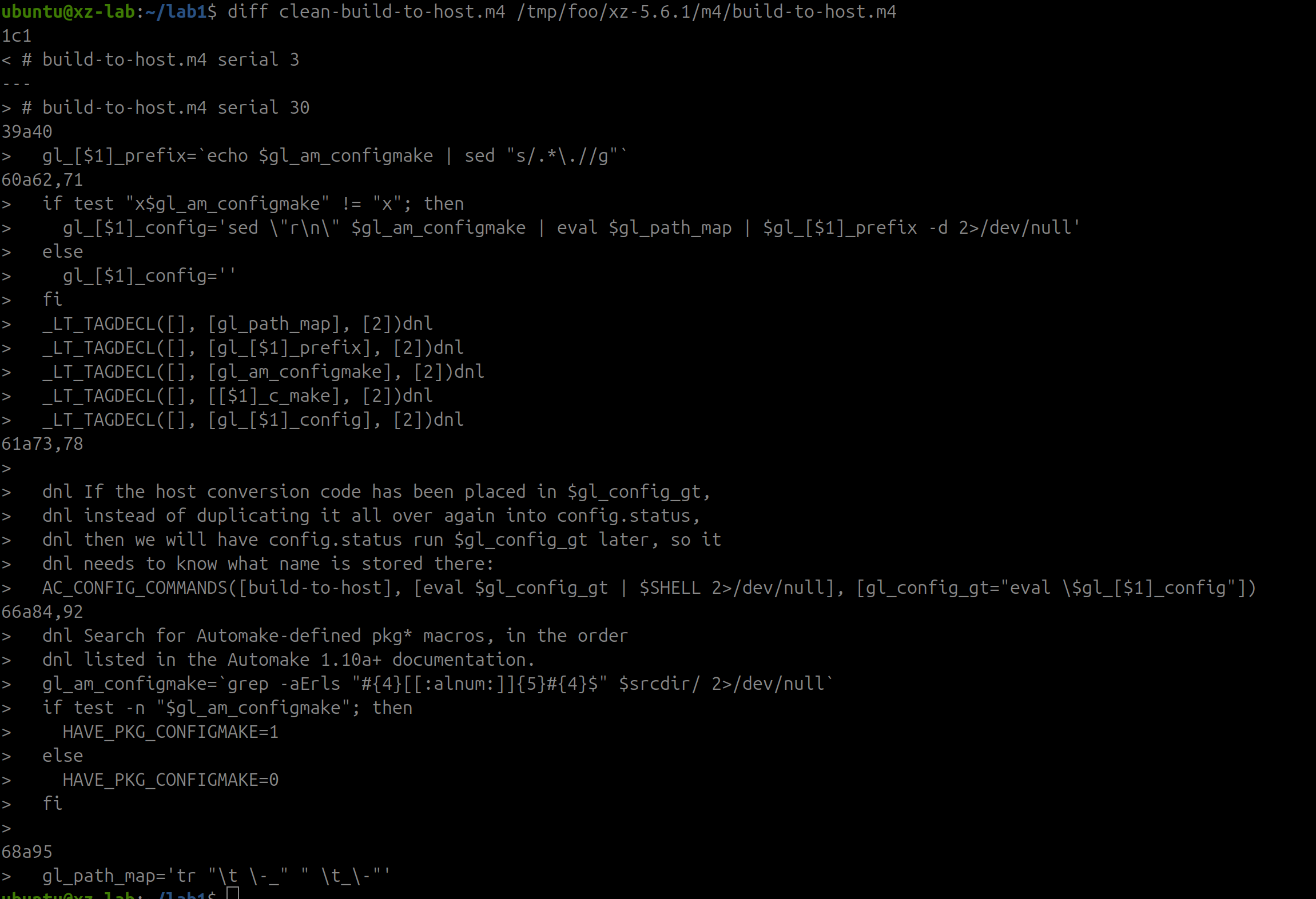 Diff of the payload file